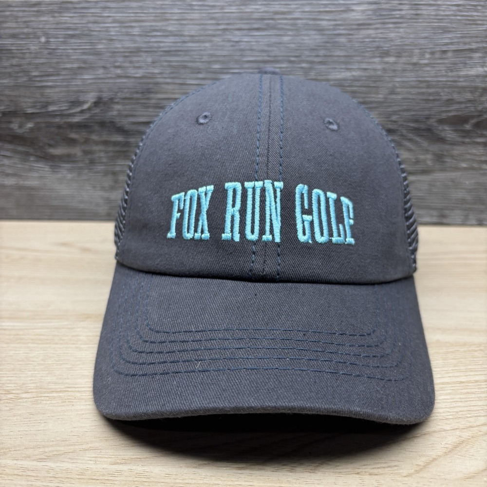 Fox Run Golf Hat Cap Strap Back Womens Gray Mesh Trucker Baseball Embroidered